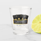 Poker Azen Zwart & Goud Verlovingsfeestje Shot Glas (Voorkant)