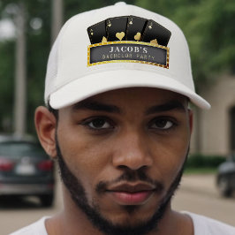 Poker Azen Zwart & Goud Verlovingsfeestje Trucker Pet