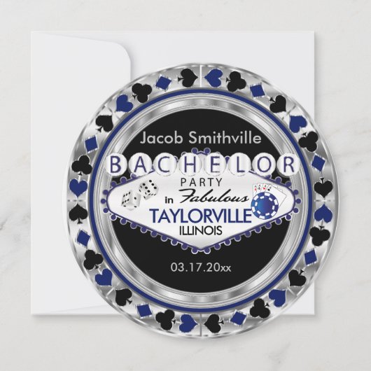Poker Bachelor Party Uitnodiging - DIY Stad & Staa (Voorkant)