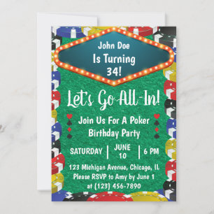 Poker Birthday Party Invitation Kaart