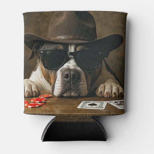 Poker Black Jack Western Pitbull Schattig Blikjeskoeler (Voorkant)