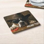 Poker Blackjack Western Pitbull Schattig Kartonnen Onderzetters (Schuin)