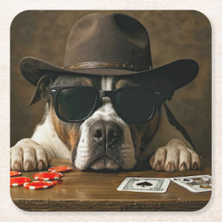 Poker Blackjack Western Pitbull Schattig Kartonnen Onderzetters