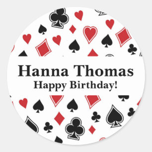 Poker Card Game Casino Birthday Ronde Sticker