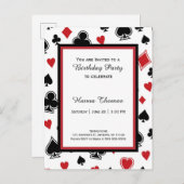 Poker Card Game Casino Theme Birthday Uitnodiging Briefkaart (Voorkant / Achterkant)