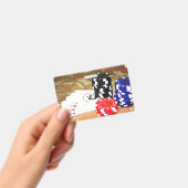 Poker Cards Aces Chips Gambling Casino Win Game Badge (Handheld)