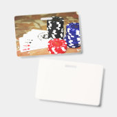 Poker Cards Aces Chips Gambling Casino Win Game Badge (Voor- en achterkant)