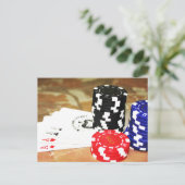 Poker Cards Aces Chips Gambling Casino Win Game Briefkaart (Staand voorkant)