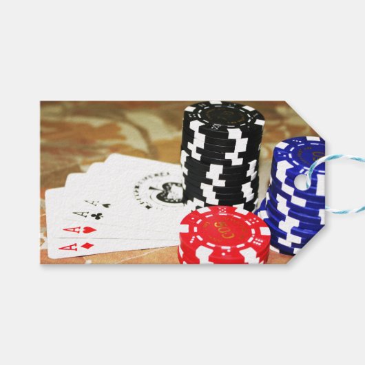Poker Cards Aces Chips Gambling Casino Win Game Cadeaulabel (Voorkant (Horizontaal))