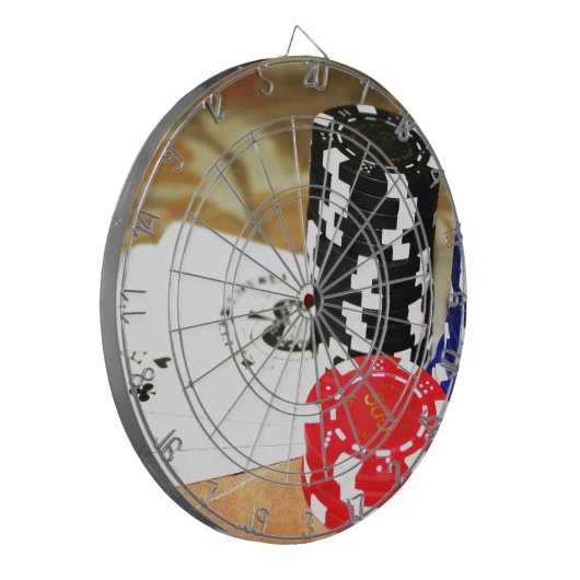 Poker Cards Aces Chips Gambling Casino Win Game Dartbord (Voorkant Links)