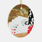 Poker Cards Aces Chips Gambling Casino Win Game Keramisch Ornament (Rechts)