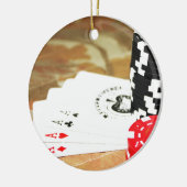 Poker Cards Aces Chips Gambling Casino Win Game Keramisch Ornament (Links)