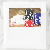 Poker Cards Aces Chips Gambling Casino Win Game Rechthoekige Sticker (Tas)