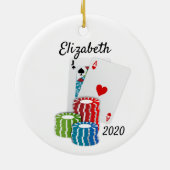 Poker Cards Casino Chips Gambling Keramisch Ornament (Achterkant)