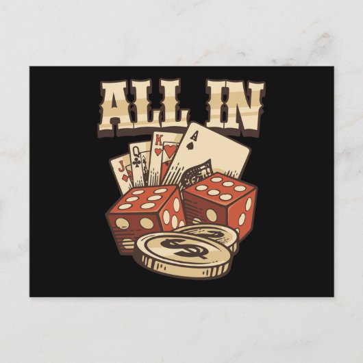 Poker Cards Chips Casino Gambling Player Game Gift Briefkaart (Voorkant)
