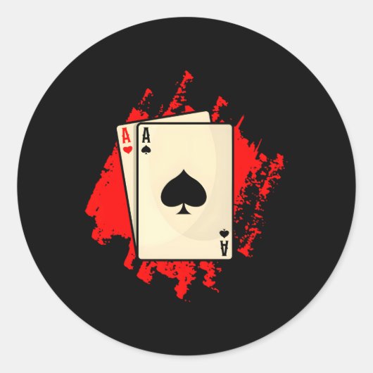 Poker Cards Pocket Poker Speler Ronde Sticker (Voorkant)