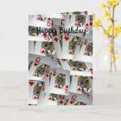 Poker Cards Queens Design Birthday Kaart (Gele Bloem)