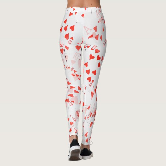 Poker Cards Royal Hearts Flush Pattern Leggings (Achterkant)