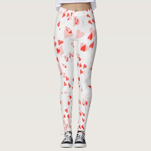 Poker Cards Royal Hearts Flush Pattern Leggings (Voorkant)