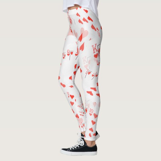Poker Cards Royal Hearts Flush Pattern Leggings (Links)