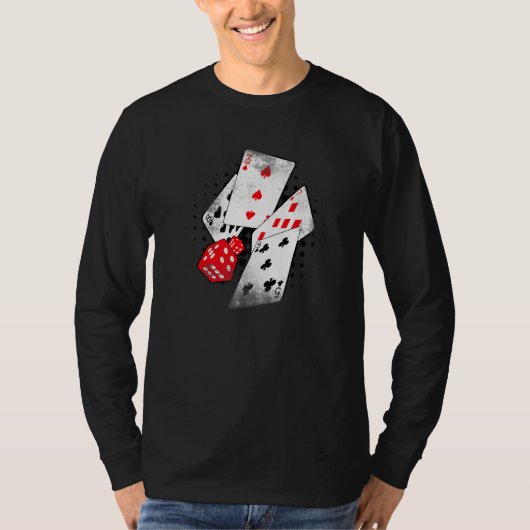 Poker Casino Playing Cards Dice 8375 BETS Winner H T-shirt (Voorkant)