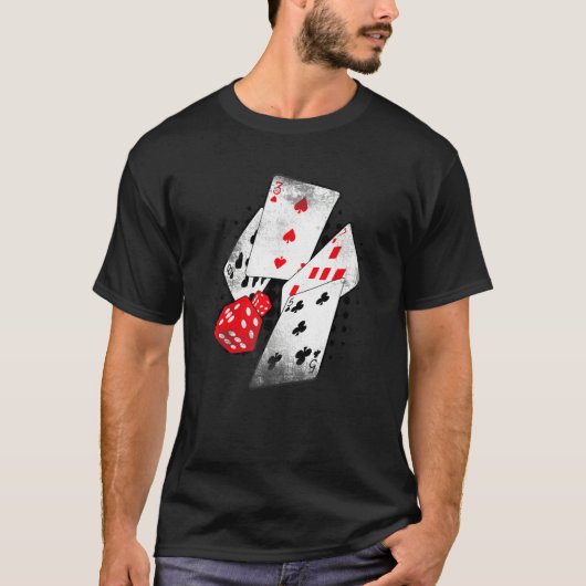 Poker Casino Playing Cards Dice 8375 BETS Winner H T-shirt (Voorkant)