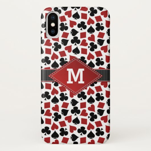 Poker Casino Suit Pattern Monogram Case-Mate iPhone Case (Achterkant)