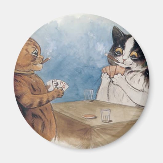 Poker Cats Kunstwerk van Louis Wain Magneet (Voorkant)