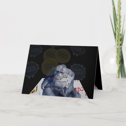 Poker Chimp Champion 3D Effect Birthday Card Kaart (Voorkant)
