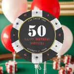 Poker Chip 50ste verjaardag Ballon<br><div class="desc">Koel,  zwart,  wit,  rood en goud casino poker chip 50ste verjaardag feest ballon. Personaliseer het met uw evenementengegevens.</div>