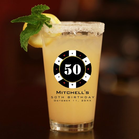 Poker Chip 50ste verjaardag Glas