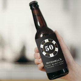 Poker Chip 50ste Verjaardag Party Zwart Bier Etiket
