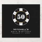 Poker Chip 50ste Verjaardag Party Zwart Bier Etiket (Enkel label)