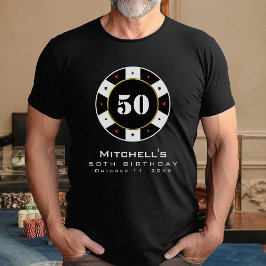 Poker Chip 50ste Verjaardag Party Zwart T-shirt