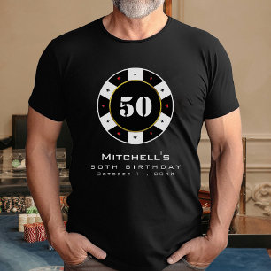 Poker Chip 50ste Verjaardag Party Zwart T-shirt