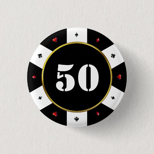 Poker Chip 50ste verjaardag Ronde Button 3,2 Cm (Voorkant)
