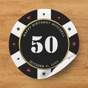 Poker Chip 50ste verjaardag Ronde Sticker