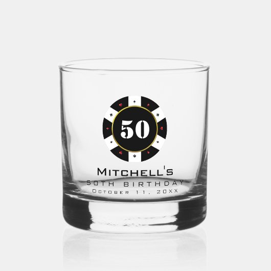 Poker Chip 50ste verjaardag Whisky Glas (Voorkant)