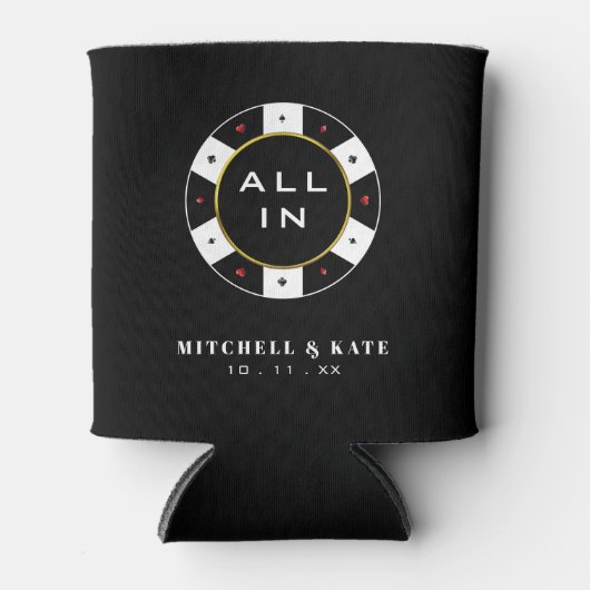 Poker Chip All in Wedding Black Blikjeskoeler (Voorkant)