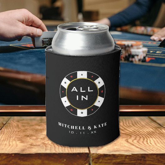 Poker Chip All in Wedding Black Blikjeskoeler