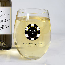Poker Chip All In Wedding Favoriet Zwart Wijnglas Zonder Voet