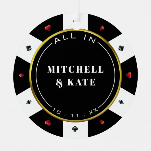 Poker Chip All in Wedding Metalen Ornament (Voorkant)