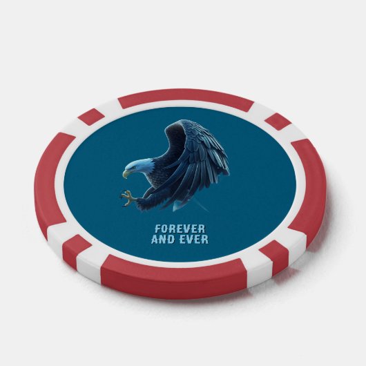 Poker Chip Bald Eagle Heart Forever Custom 2 (Enkel)