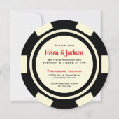 Poker Chip Black of White Las Vegas Wedding Kaart (Achterkant)