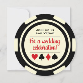 Poker Chip Black of White Las Vegas Wedding Kaart