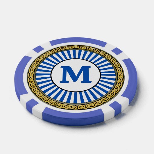 Poker Chip - Blauw - Gepersonaliseerd - Initiaal t (Enkel)