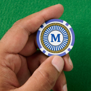 Poker Chip - Blauw - Gepersonaliseerd - Initiaal t