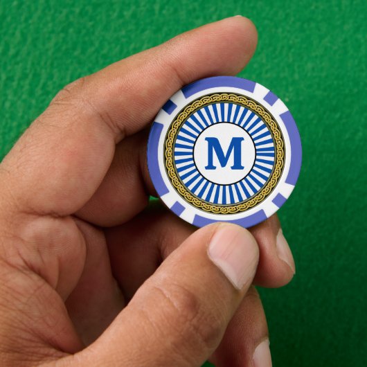 Poker Chip - Blauw - Gepersonaliseerd - Initiaal t (Hand)