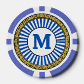 Poker Chip - Blauw - Gepersonaliseerd - Initiaal t (Voorkant)
