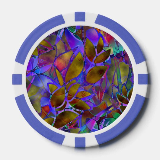 Poker Chip Bloemen Abstract Glas in lood (Voorkant)